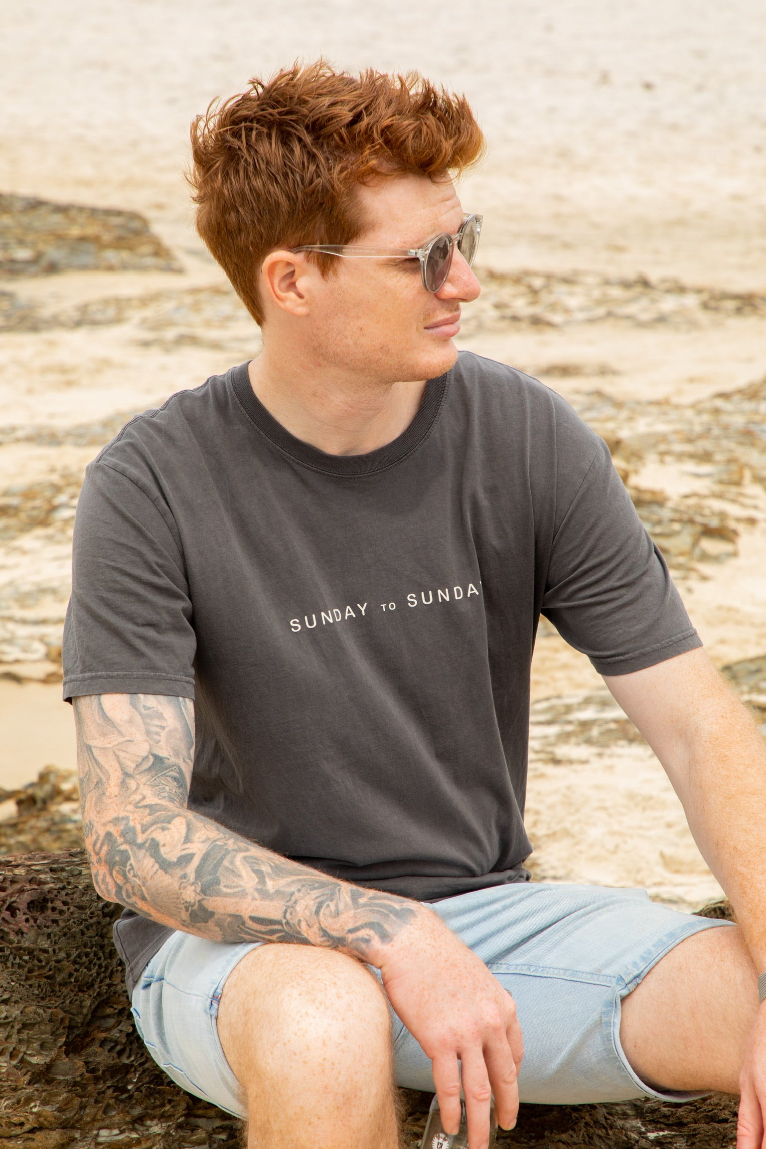 Men’s Basic Sunday Tee (Faded Black)